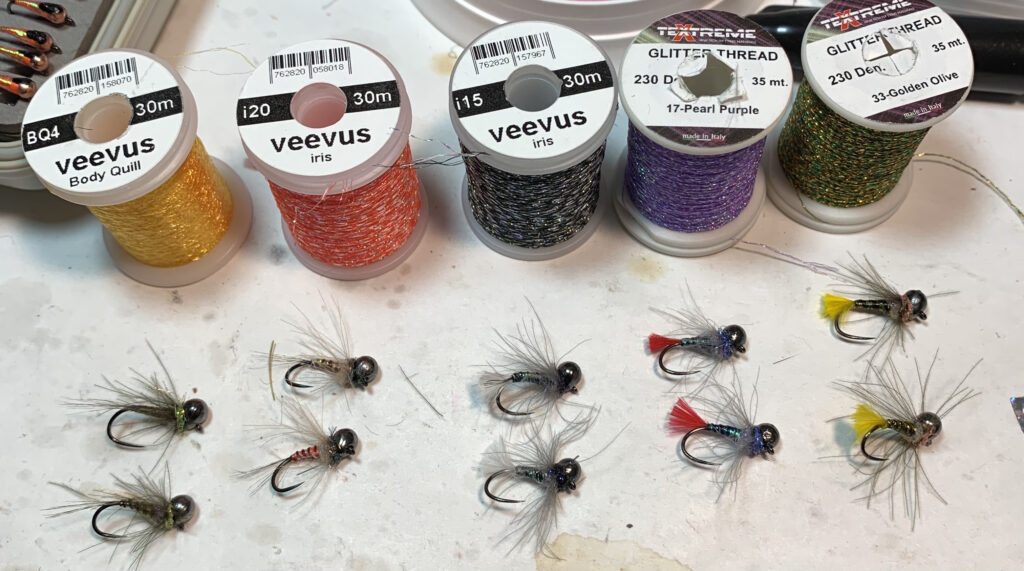 CDC jig flies with perdigon-style bodies